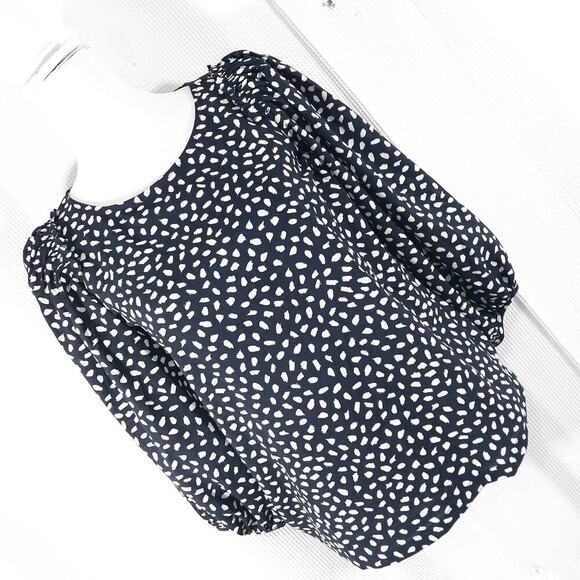 ANN TAYLOR PETITE! POUFY, PUFF SLEEVE BLACK & WHITE SPOTTED BLOUSE, TOP! SZ XSP - Picture 8 of 8